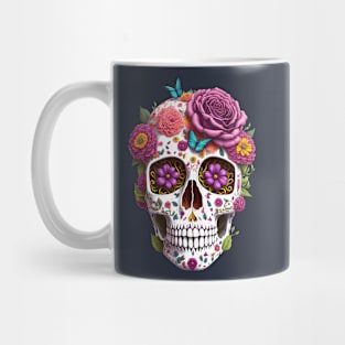 Funny Sugar Candy Skull With Flowers Mug
